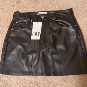 Zara leather black skirt